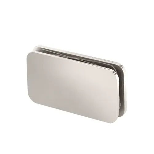 180 Degree Glass Clamp with 2 Studs, Brass Material, Square Profile, 3/8" to 1/2" Glazing Thickness, Polished Nickel Finish
