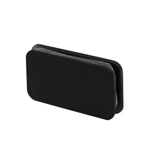 180 Degree Glass Clamp with 2 Studs, Brass Material, Square Profile, 3/8" to 1/2" Glazing Thickness, Matte Black Finish