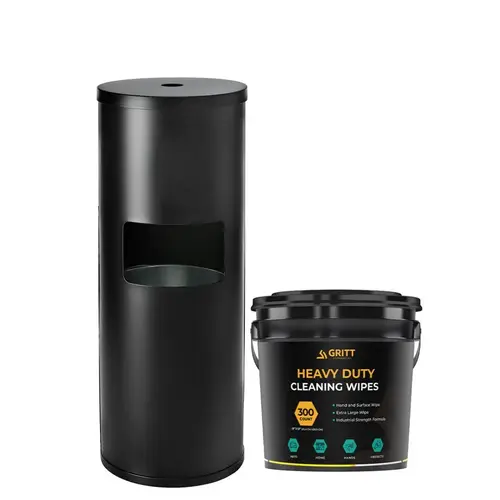 Gritt Commercial Black Dispenser 10x12" Multi-Surface Hand Cleaning Wipes