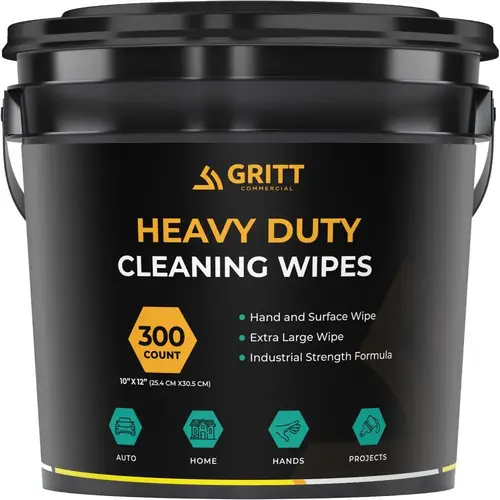 Gritt Commercial Heavy Duty 10x12" Multi-Surface Hand-Tool Wet Cleaning Wipes White