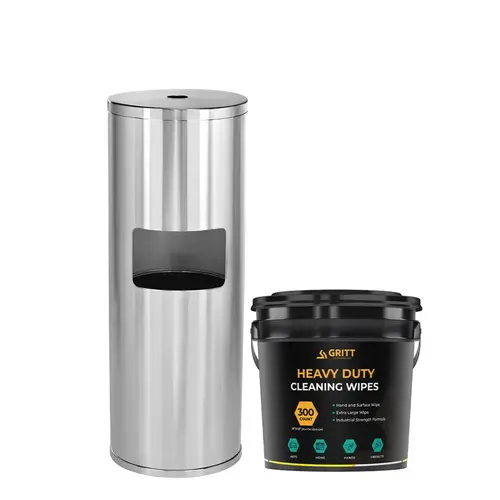 Gritt Commercial Stainless Dispenser 10x12" Multi-Surface Hand Cleaning Wipes