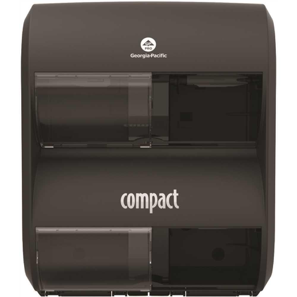 COMPACT 56744B Compact 4-Roll Quad Plus Coreless High-Capacity Toilet Paper Dispenser Black Smoke Gray