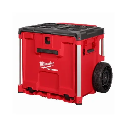 Milwaukee PACKOUT Rolling Drawer Tool Box, 250 lb, Polypropylene, Black/Red