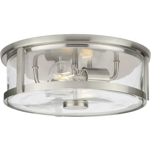 Progress Lighting Gilliam 2-Light Flush Mount, 12.6", Brushed Nickel, Clear Progress Lighting Gilliam 2-Light Flush Mount, 12.6", Brushed Nickel, Clear