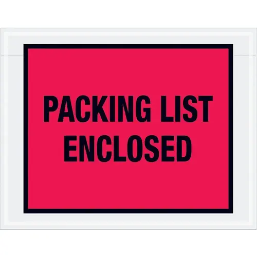 Box Partners 7 X 5 1/2" Red "Packing List Enclosed" Envelopes Case Of 1000