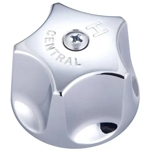 Central Brass Round Fluted Handle With Screw-Hot Chrome