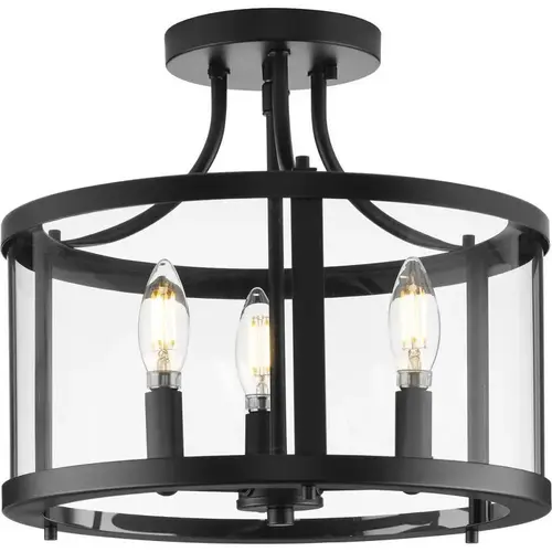 Progress Lighting Gilliam 3-Light Indoor Semi-Flush Mount, 16", Matte Black Progress Lighting Gilliam 3-Light Indoor Semi-Flush Mount, 16", Matte Black