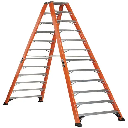 Louisville Ladder Fm1400hd 12 Ft. 375 Lb. Fiberglass 11-Step Twin Step Ladder Red Louisville Ladder Fm1400hd 12 Ft. 375 Lb. Fiberglass 11-Step Twin Step Ladder Red