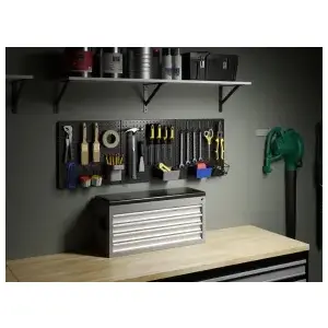 HEAVYWEIGHT™ 0204-1632BK HEAVYWEIGHT  Diamond Plate Steel Pegboard Black