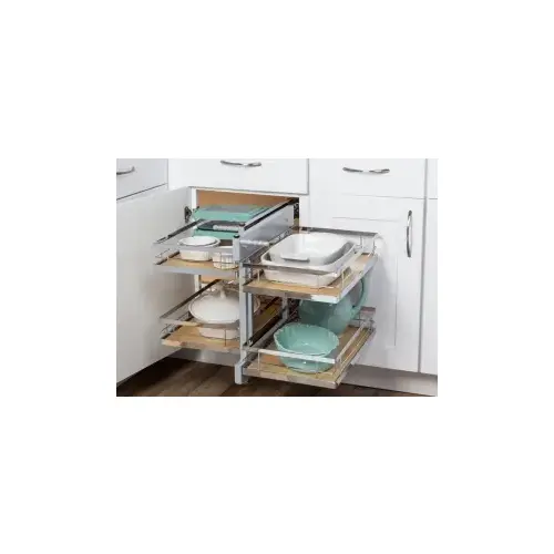 Slide-Out Base Blind Corner Unit Chrome/Birch