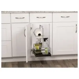 Real Solutions for Real Life RS-CLNBSKT-CH Roll Out Removable Cleaning Basket Black/Chrome