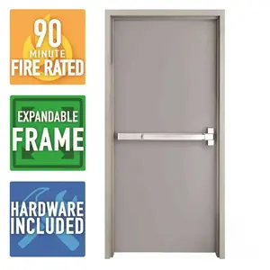 Armor Door VSDFREX3680EL 36 in. x 80 in. Fire-Rated Left Hand Galvanneal Finish Steel Commercial Door Slab with Panic Bar and Adjustable Frame