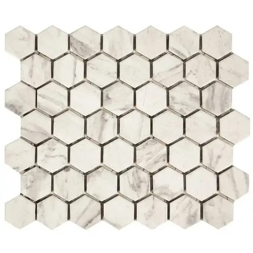 Carrara 10 in. x 12 in. x 6.35 mm Ceramic Hexagon Mosaic Floor and Wall Tile (0.81 sq. ft./Each)
