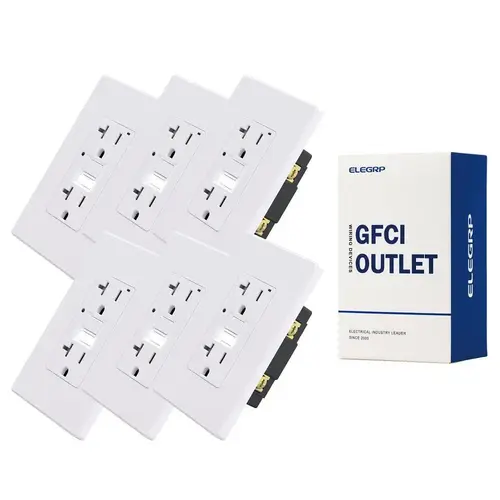 National Brand 20a Tamper Resistant Gfci With Night Light, White Package Of 6