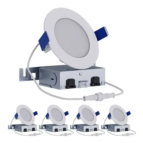 Halo 4" LED Slim Low-Glare Canless Downlight, Selectable Cct, Package Of 4 White