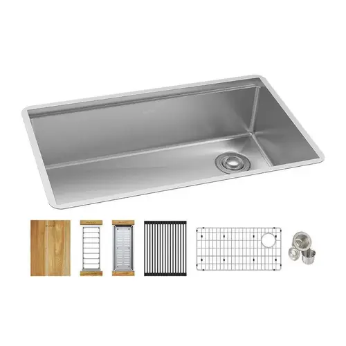 Elkay Crosstown Workstation Stainless 31.5 X 18.5 X 9 Single Undermount Sink Kit Polished;Satin