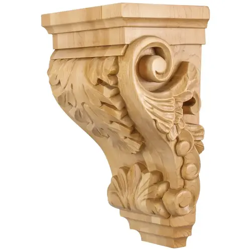 8-1/4" W x 6-1/2" D x 14" H Rubberwood Acanthus Corbel Unfinished 8-1/4" W x 6-1/2" D x 14" H Rubberwood Acanthus Corbel Unfinished