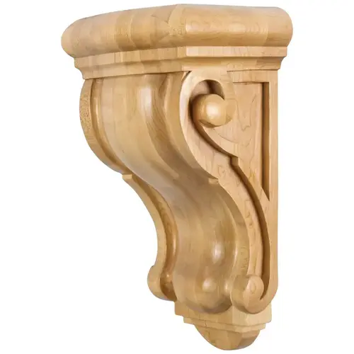 8-1/8" W x 6-1/8" D x 14" H Rubberwood Scrolled Corbel Unfinished 8-1/8" W x 6-1/8" D x 14" H Rubberwood Scrolled Corbel Unfinished