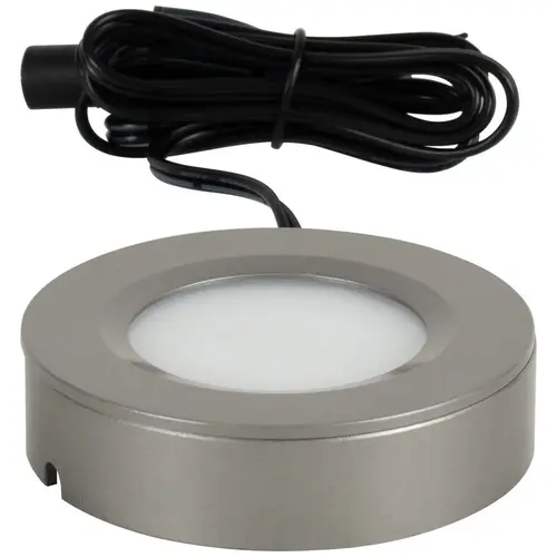 180 Lumens/Fixture 12-volt Puck Light, Single-White, Dark Silver Finish, Cool White 4000K, Direct-Wire or Barrel Connection 180 Lumens/Fixture 12-volt Puck Light, Single-White, Dark Silver Finish, Cool White 4000K, Direct-Wire or Barrel Connection