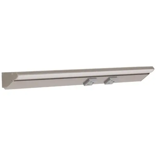 18-1/2" RM Series Lighted Power Strip, 600 Lm/Ft Higher Output, Satin Nickel finish, Grey receptacles, Cool White 4000K 18-1/2" RM Series Lighted Power Strip, 600 Lm/Ft Higher Output, Satin Nickel finish, Grey receptacles, Cool White 4000K