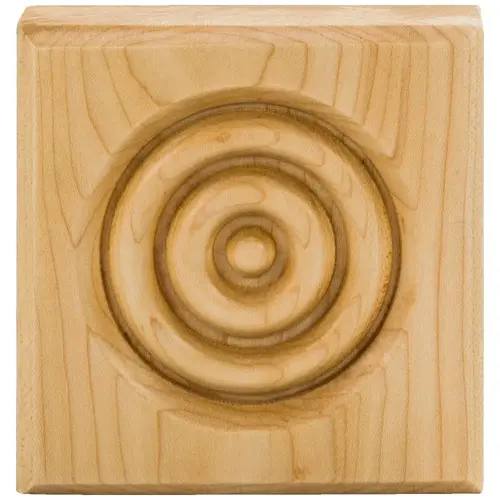 4" W x 1" D x 4" H Poplar Beveled Edge Rosette Unfinished