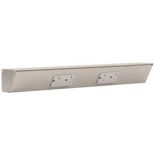 18" Duplex Receptacle Angle Power Strip, Satin Nickel Finish, Grey Receptacles 18" Duplex Receptacle Angle Power Strip, Satin Nickel Finish, Grey Receptacles
