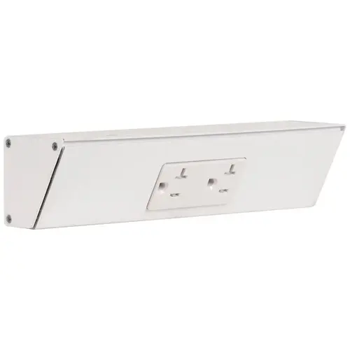 9" Duplex Receptacle Angle Power Strip, White Finish, White Receptacles 9" Duplex Receptacle Angle Power Strip, White Finish, White Receptacles