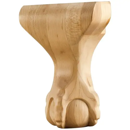 4-1/4" W x 2-3/4" D x 6" H Rubberwood Center Ball & Claw Leg Unfinished