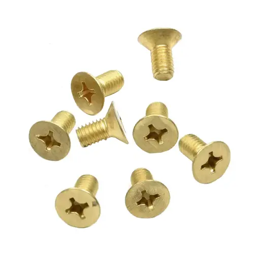 6 x 15mm Cover Plate Flat Head Phillips Screws 9/16" Length Satin Brass Finish Pack of 8