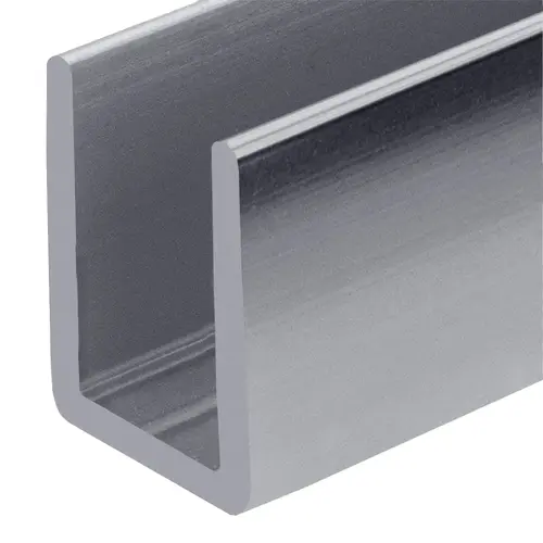 Polished Stainless 3/8" Fixed Panel Shower Door Deep U-Channel - 4 inch Sample Polished Stainless 3/8" Fixed Panel Shower Door Deep U-Channel - 4 inch Sample