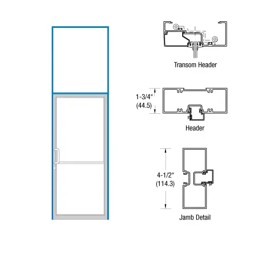 Custom Sized Custom Paint Series 450 Tubular Butt Hinge Transom Single Door Frame Custom Sized Custom Paint Series 450 Tubular Butt Hinge Transom Single Door Frame