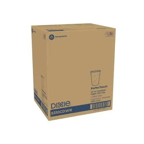 Dixie Perfect Touch Hot Cup 10 OZ Paper Coffee Haze Individually Wrapped Insulated - pack of 1000