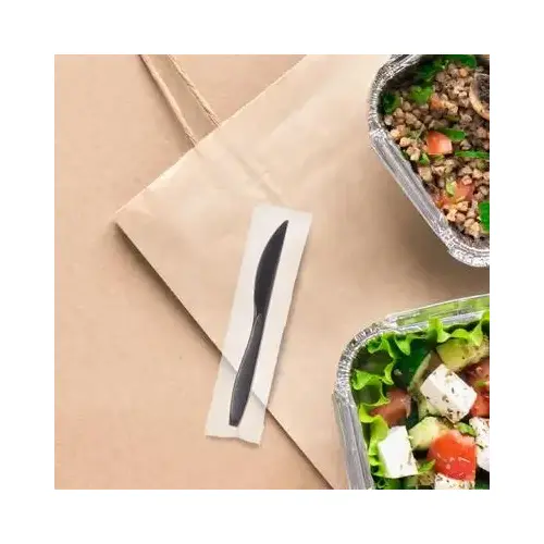 Solo Reliance Knife 6.6X0.6 IN PS Black Medium Heavy Individually Wrapped Serrated - pack of 1000