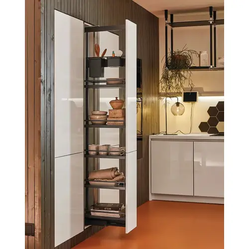 Dispensa Pull-Out Pantry Frame, Full Extension, 265 lbs. Weight Capacity Installed height: 74 7/8" - 90 1/2" (Recommended for 8 shelves) Anthracite, installed height 74 7/8 - 90 1/2" Anthracite Dispensa Pull-Out Pantry Frame, Full Extension, 265 lbs. Weight Capacity Installed height: 74 7/8" - 90 1/2" (Recommended for 8 shelves) Anthracite, installed height 74 7/8 - 90 1/2" Anthracite