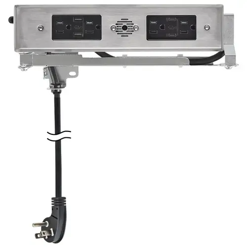 Docking Drawer - In Drawer Outlet, Blade Duo with 4 x 15A AC outlets and 2 x USB-A ports and 2 x USB-C (PD) Ports 15 Amp Series, Model #1514-213S, stainless steel Stainless steel colored Docking Drawer - In Drawer Outlet, Blade Duo with 4 x 15A AC outlets and 2 x USB-A ports and 2 x USB-C (PD) Ports 15 Amp Series, Model #1514-213S, stainless steel Stainless steel colored