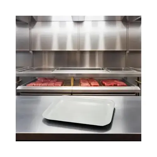 15P Meat Tray 8X14.75X1.45 IN Polystyrene Foam White Heavy - pack of 200