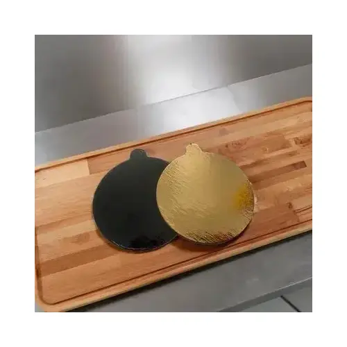Cake Board Foil-Lined Paper Gold Black Round With Tab - pack of 500