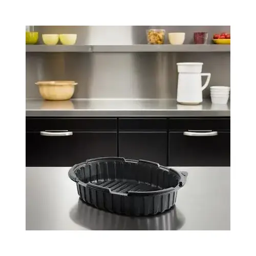 Crisp Food Technologies Take-Out Container Base Large (LG) 11X8.5 IN PP Black Oval Microwave Safe - pack of 380