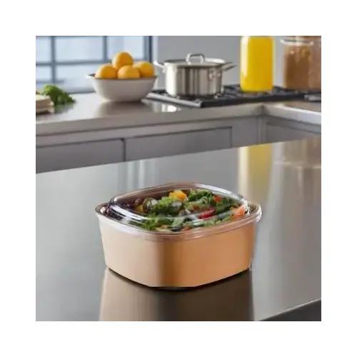 Lid PET Clear Square For 24-32 OZ Paper Bowl - pack of 300 Lid PET Clear Square For 24-32 OZ Paper Bowl - pack of 300