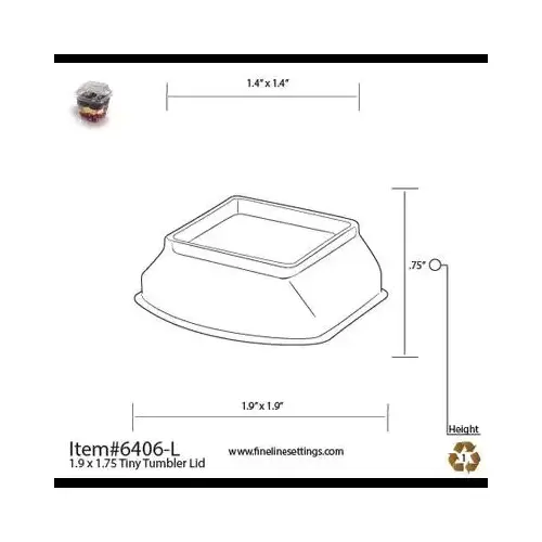 Tiny Temptations Tiny Tumbler Lid PET Clear Square For 2.2 OZ Souffle & Portion Cup - pack of 1000 Tiny Temptations Tiny Tumbler Lid PET Clear Square For 2.2 OZ Souffle & Portion Cup - pack of 1000