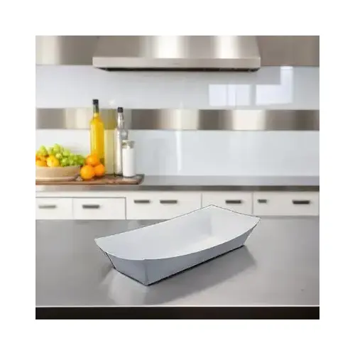 Hot Dog Food Tray 7X2.75X1.5 IN SBS Paperboard White Rectangle - pack of 1000