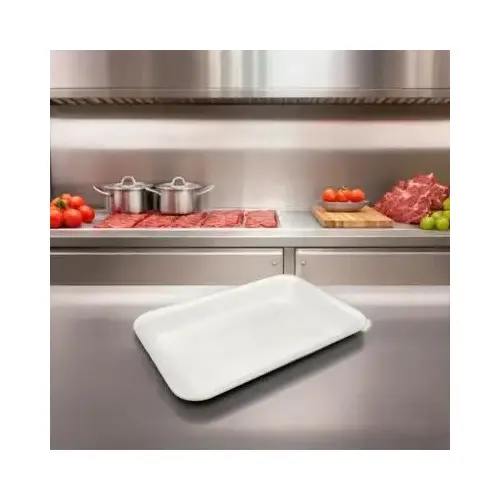 17S Meat Tray 1 Compartment Polystyrene Foam White - pack of 1000
