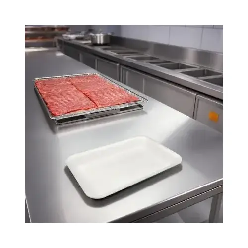 16S Meat Tray 1 Compartment Polystyrene Foam White - pack of 250