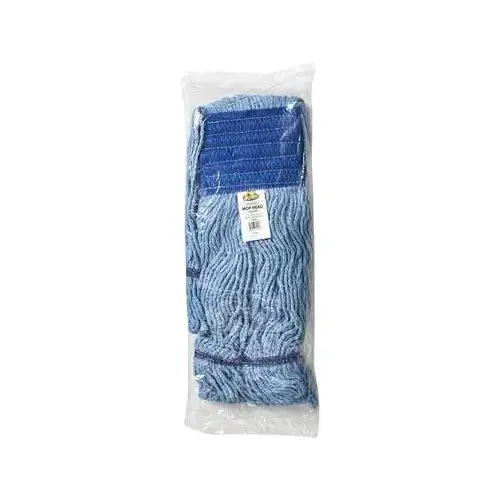 Mop Head Blue Cotton Blend (80% Cotton, 20% Polyester) Loop End Lint Free #24 Mop Head Blue Cotton Blend (80% Cotton, 20% Polyester) Loop End Lint Free #24