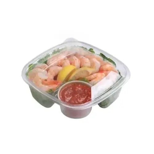 Deli Container Base 28 OZ 2 Compartment PET Square With Sauce Compartment - pack of 150 Deli Container Base 28 OZ 2 Compartment PET Square With Sauce Compartment - pack of 150