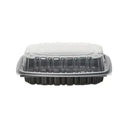 Culinary Classics Take-Out Container Hinged 9.55X6.49X3.21 IN PP Black Clear Microwave Safe Anti-Fog - pack of 120