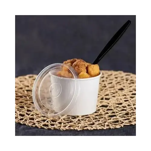 Karat Lid Flat 3.78 IN PP White Round For 6-10 OZ Container - pack of 1000