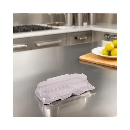 Macaron Mochi Hinged Container With Dome Lid 7.19X3.81X2.18 IN 6 Compartment PET Clear Rectangle Perforated - pack of 264