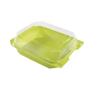 The BOTTLEBOX COX-68-BB-LG The BOTTLEBOX Take-Out Container Hinged With Dome Lid 8.6X6.6X2.88 IN RPET Green Clear Rectangle Long - pack of 250