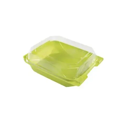 The BOTTLEBOX Take-Out Container Hinged With Dome Lid 8.6X6.6X2.88 IN RPET Green Clear Rectangle Long - pack of 250